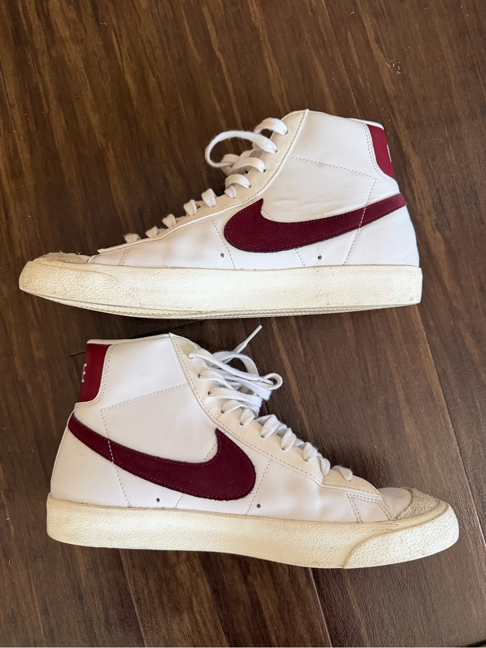 Nike Blazers maroon and white mens 10.5